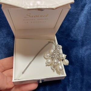 Water pearl necklace sterling silver stamp 925